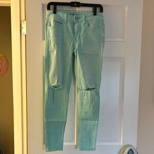 American Eagle Outfitters Mint Green Distressed Jeggings